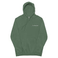 green hoodie with an embroidered logo 