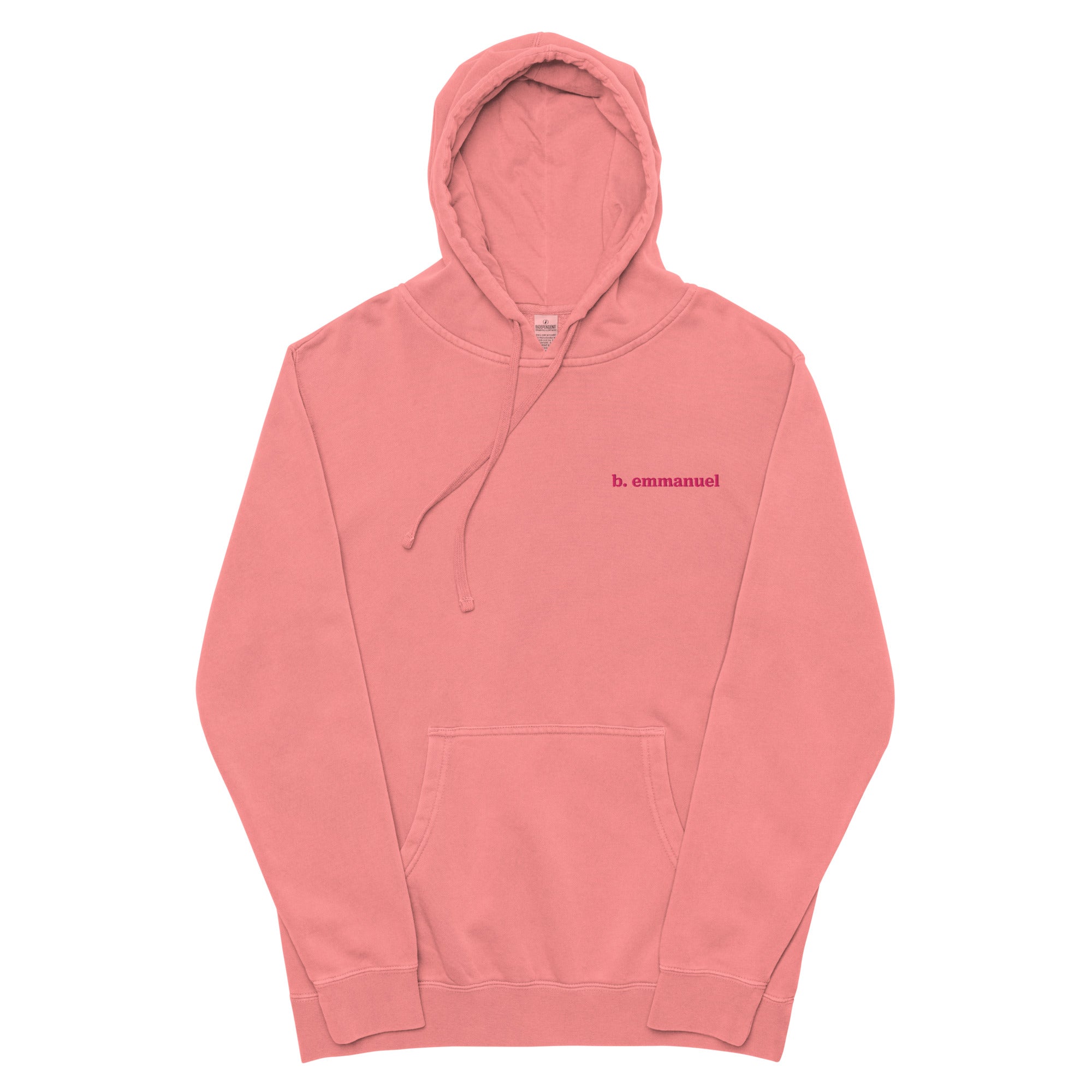 pink hoodie with an embroidered logo 