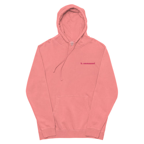 pink hoodie with an embroidered logo 