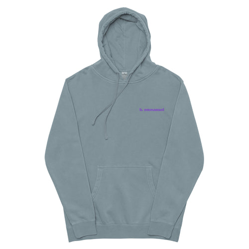 Light blue hoodie with an embroidered logo